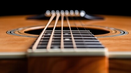 Fototapeta premium A close up of an acoustic guitar on a black background