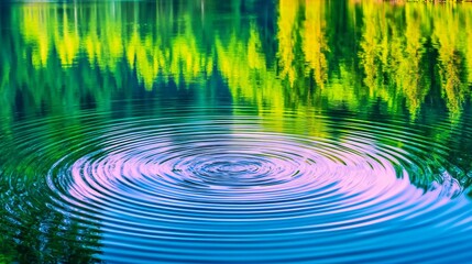 Fototapeta premium Vibrant Lake Ripples and Reflections- Serene Nature Scene