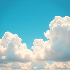 Soft white clouds drift lazily across the sky, their gentle tendrils stretching outwards, fluffy, blue