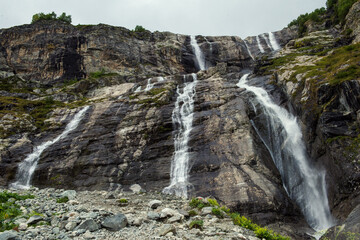 Scenic view of waterfall, Caucasus