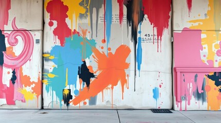 A bold acrylic painting of a painted concrete wall featuring