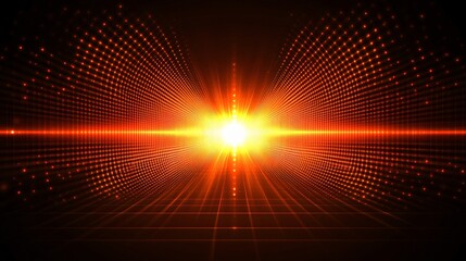 Abstract Orange Light Grid Tunnel Background
