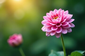 Obraz premium Delicate petal arrangement in spherical shape on thin stem, bloom, flowers