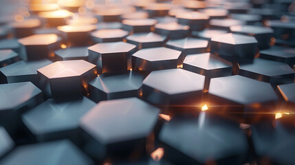 Fototapeta premium A geometric abstract pattern with hexagonal shapes and gradients fading into a soft blur