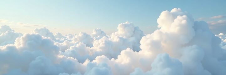 Fototapeta premium Soft white clouds float in the sky with fluffy texture, peaceful, soft