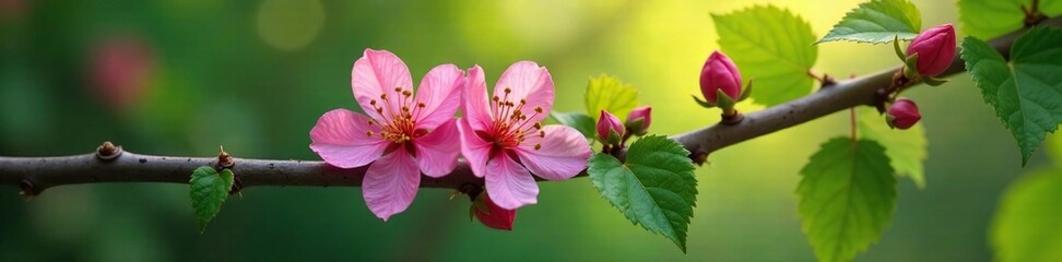 Fototapeta premium Emerging calyptra on a grapevine branch in bloom, greenery, petals