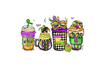 Mardi Gras Coffee Sublimation Design