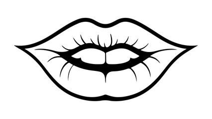 illustration of lips, outline shape of lips smiling vector illustration