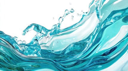 Turquoise water splash isolated on white.