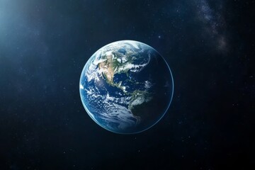 Fototapeta premium Large blue and white planet in the middle of the night sky