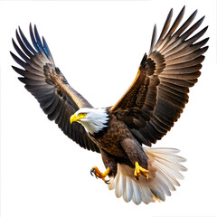 Obraz premium American bald eagle flying on white background