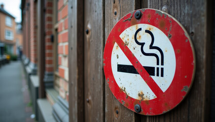 A well-positioned 'No Smoking' sign serves as a clear reminder of smoking regulations in an urban location, ensuring public health and safety.