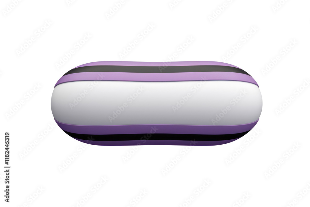 Aufkleber abstract 3d render of a pill-shaped object with purple and black stripes on a white background. back
