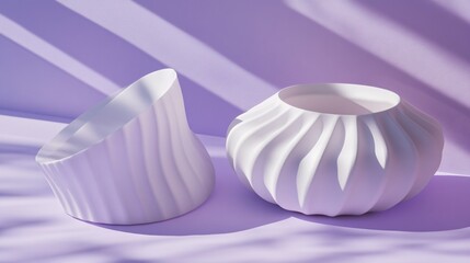 Elegant White Ceramic Vessels Minimalist Product Photography Still Life