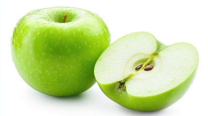 Fresh Green Apple Duo on White Background: Vibrant, Healthy, Nutritious