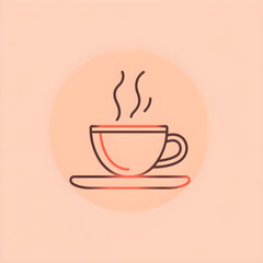 Minimalist Steaming Coffee Cup Icon for Beverage Representation in Digital Contexts