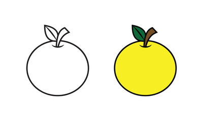 Coloring Page of a Fruit, Black and White, and Colored
