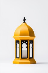 An isolated Ramadan Islamic lantern (fanous) on a transparent background, featuring an Arabic decorative lamp