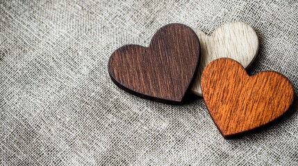Obraz premium wooden hearts on a linen background
