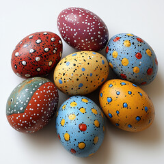 Obraz premium colorful easter eggs on white background
