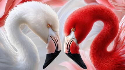 Naklejka premium A couple of flamingos standing next to each other