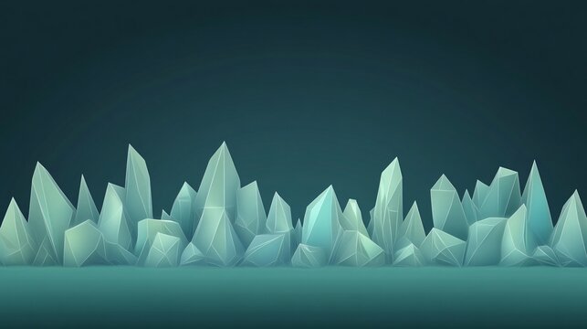 Abstract Crystalline Landscape Teal Geometric Crystals - Powered by Adobe