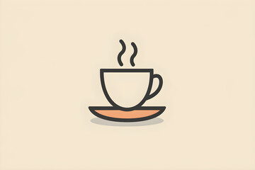 Obraz premium Minimalist Steaming Coffee Cup Icon for Beverage Representation in Digital Contexts