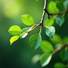 Fototapeta premium Mistletoe leaves and stems entwined around a tree branch, viscum album, leaves