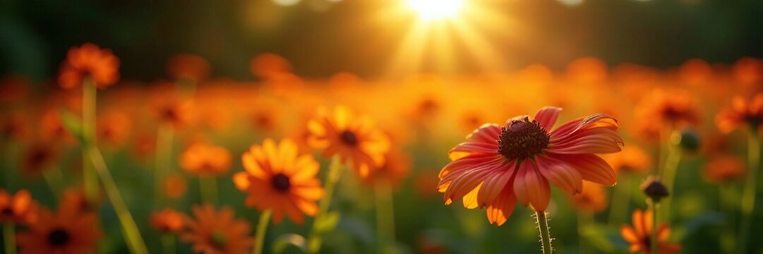 Softly shining light illuminates the field of black eyed susan, light, field, bloom - Powered by Adobe