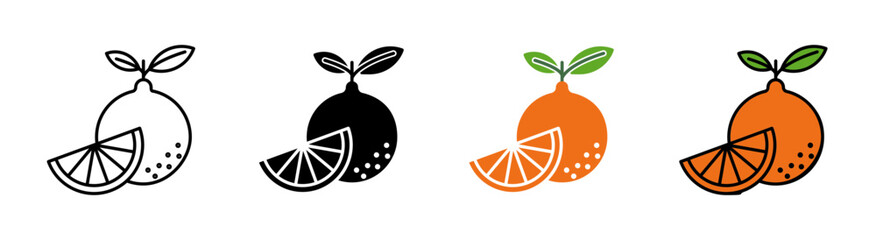 Citrus fruit icons vector set for UI designs