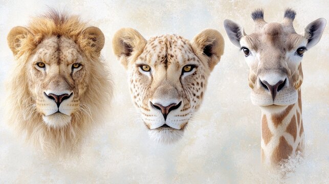 A group of three different types of animals in the snow
