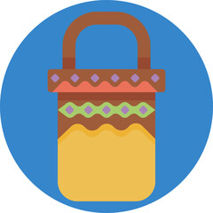 A vibrant handbag with colorful beadwork and a tassel accent, blending tribal motifs and playful textures.