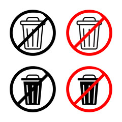 No trash sign vector vector set for UI designs
