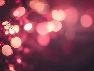 Obraz premium romantic heart-shaped bokeh lights creating dreamy valentine's day background with soft focus pink and red tones