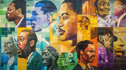 Fototapeta premium Colorful Mural Depicting Black History and Heritage