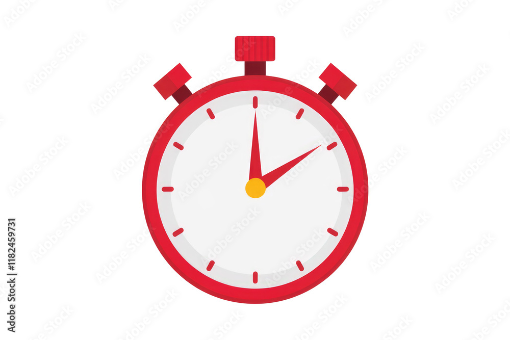 Aufkleber red stopwatch showing time, isolated on white background. simple flat design. background removed