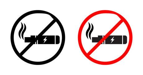 No smoking including electronic cigarettes sign vector vector set for UI designs
