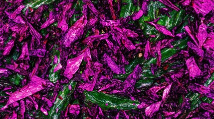 Fototapeta premium Vibrant Pink and Green Wood Chip Abstract Background Texture