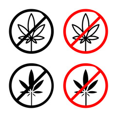 No Marijuana sign vector vector set for UI designs