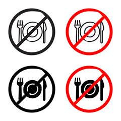No eating sign vector vector set for UI designs