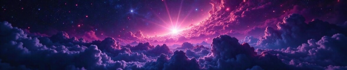 Naklejka premium Un cortejo de luces en la oscuridad del universo vasto, abyss, stars, glow