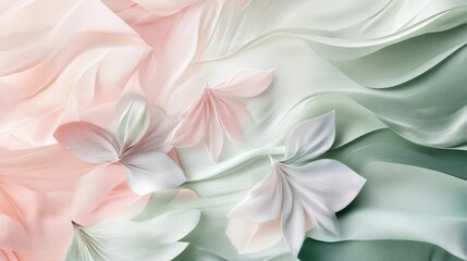 Fototapeta premium Pastel floral wave design springtime cheer digital art airy textures high detail