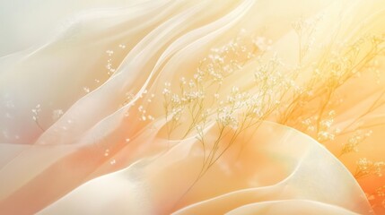 Delicate pastel floral wave design abstract spring theme digital art uplifting environment high detail elegant serenity