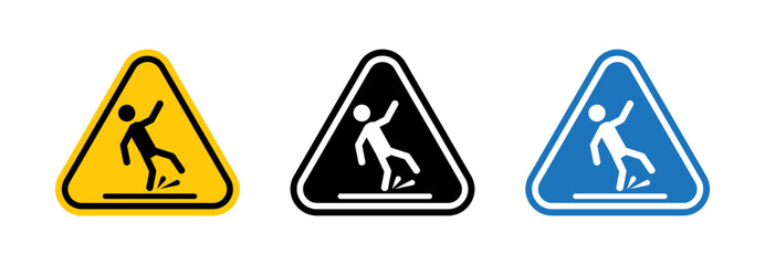 Slippery ice signs vector set for UI designs