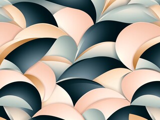 Obraz premium Abstract Seamless Pattern Elegant Teal Pink Gold Curves