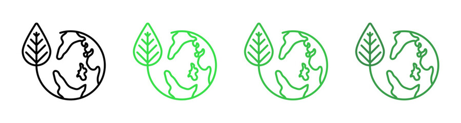 Green earth planet icons vector set for UI designs