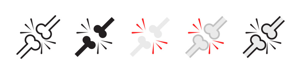 Bones icons in black and blue set