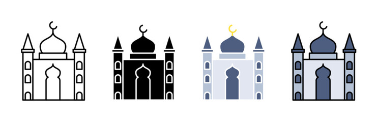 Mosque icons vector set for UI designs