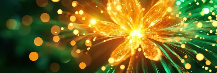 Obraz premium 2D animated green and gold fireworks