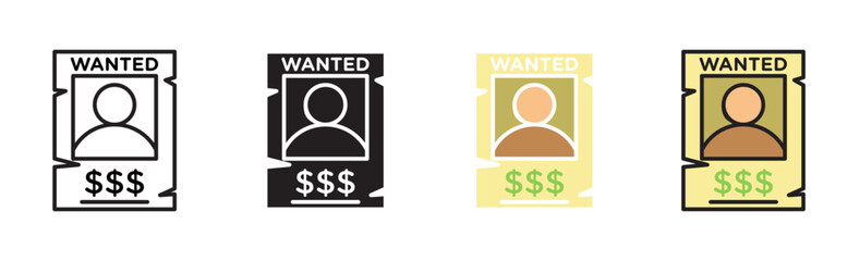 Wanted icons vector set for UI designs